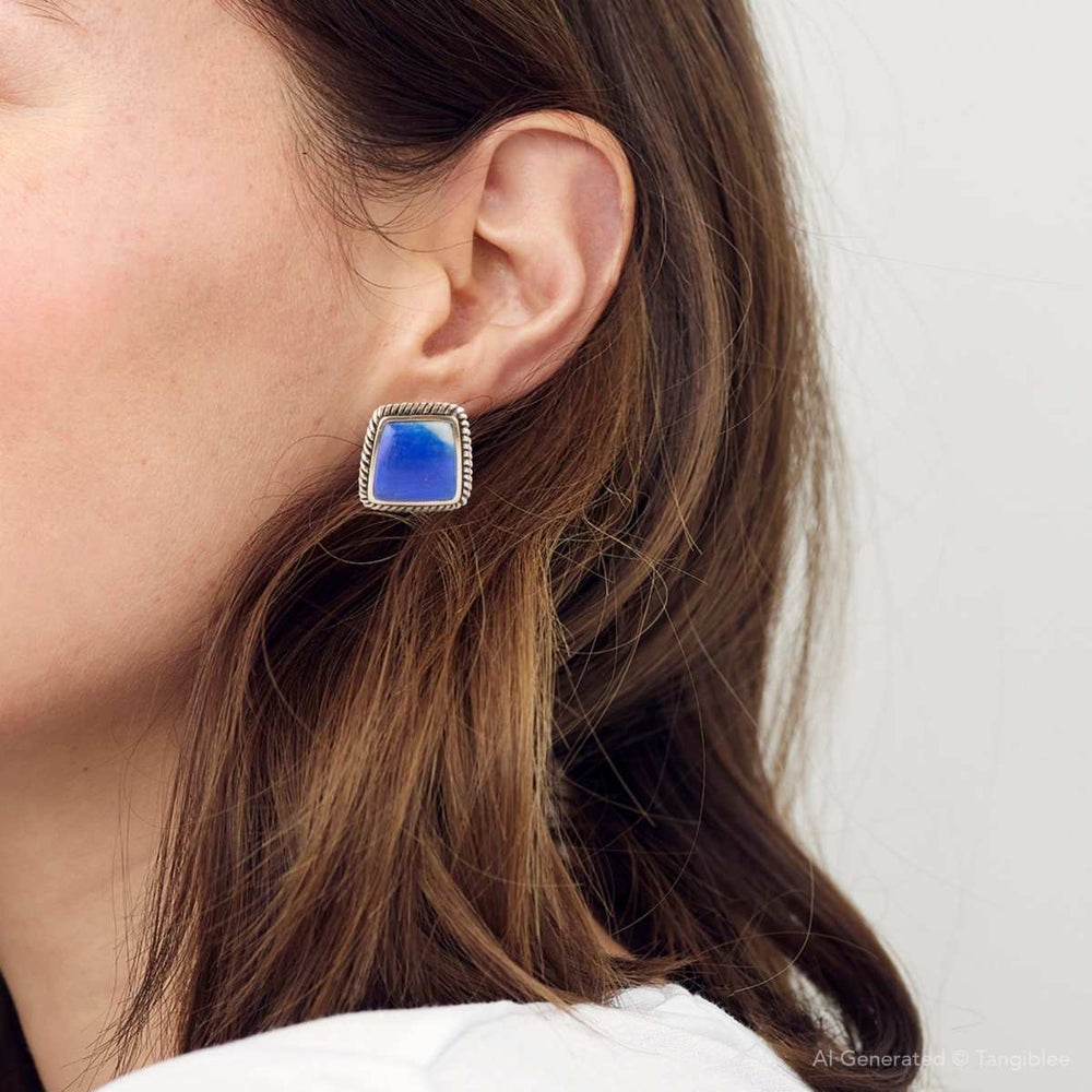 Roped Blue Lapis Golden Clip Earrings - Barse Jewelry - Flyclothing LLC