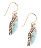 Roped Blue Turquoise Golden Dangle Earrings - Barse Jewelry