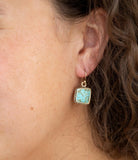 Roped Blue Turquoise Golden Dangle Earrings - Barse Jewelry