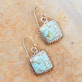 Roped Blue Turquoise Golden Dangle Earrings - Barse Jewelry