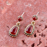 Roped Orange Carnelian Golden Drop Earrings - Barse Jewelry