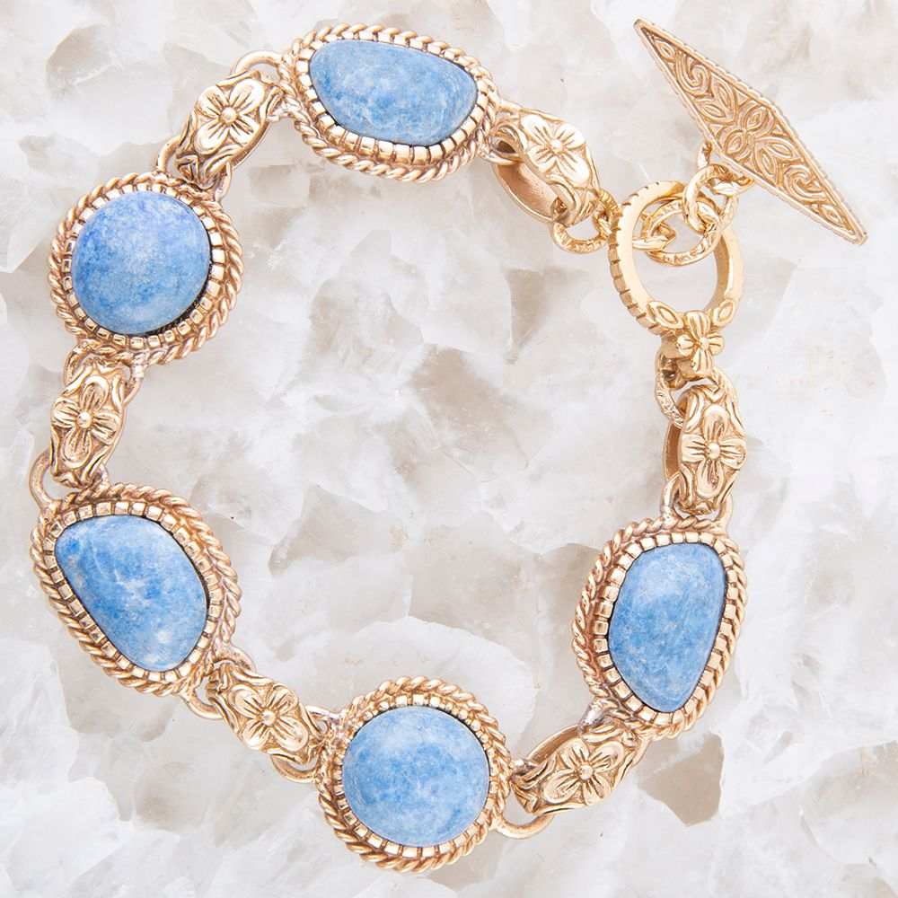 Roped Denim Blue Lapis Golden Link Bracelet - Barse Jewelry - Flyclothing LLC