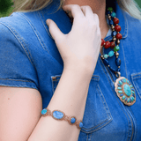 Roped Denim Blue Lapis Golden Link Bracelet - Barse Jewelry