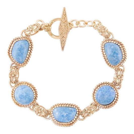 Roped Denim Blue Lapis Golden Link Bracelet - Barse Jewelry - Flyclothing LLC