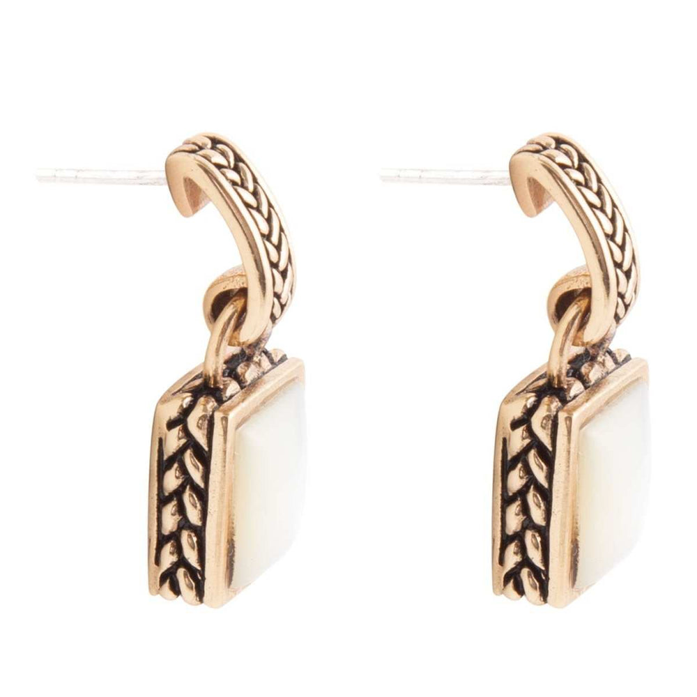 Roped White Mother of Pearl Golden Post Earrings - Barse Jewelry - Flyclothing LLC