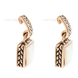 Roped White Mother of Pearl Golden Post Earrings - Barse Jewelry