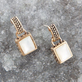 Roped White Mother of Pearl Golden Post Earrings - Barse Jewelry
