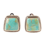 Roped Blue Turquoise Golden Clip Earrings - Barse Jewelry