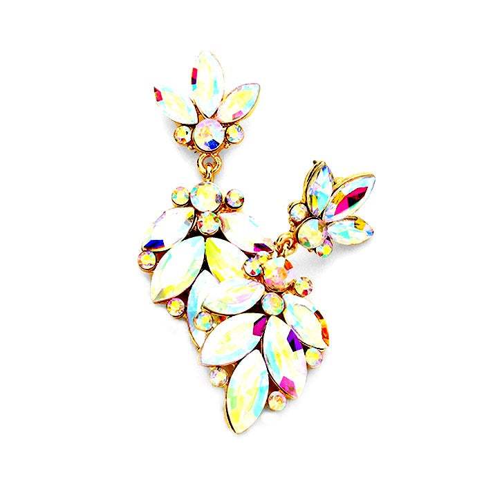 Rosa Crystal Marquise Ornate Floral Evening Earrings - Madeline Love - Flyclothing LLC