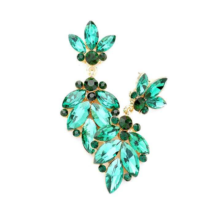 Rosa Crystal Marquise Ornate Floral Evening Earrings - Madeline Love - Flyclothing LLC