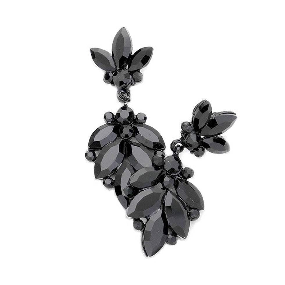 Rosa Crystal Marquise Ornate Floral Evening Earrings - Madeline Love - Flyclothing LLC