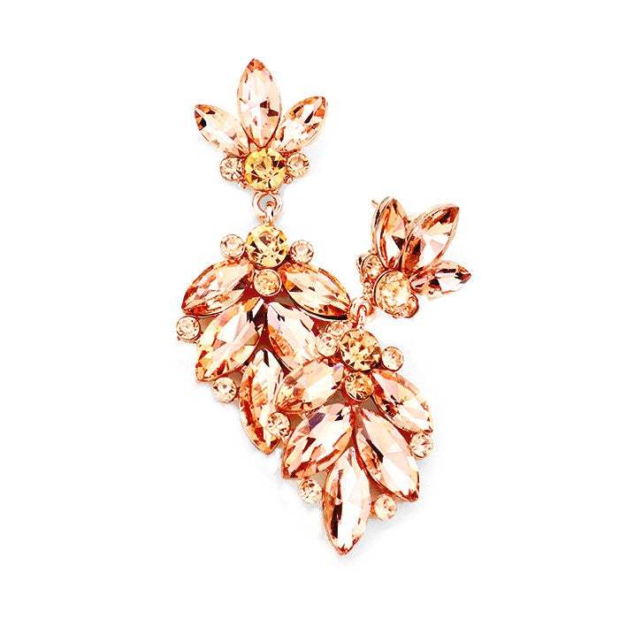 Rosa Crystal Marquise Ornate Floral Evening Earrings - Madeline Love - Flyclothing LLC