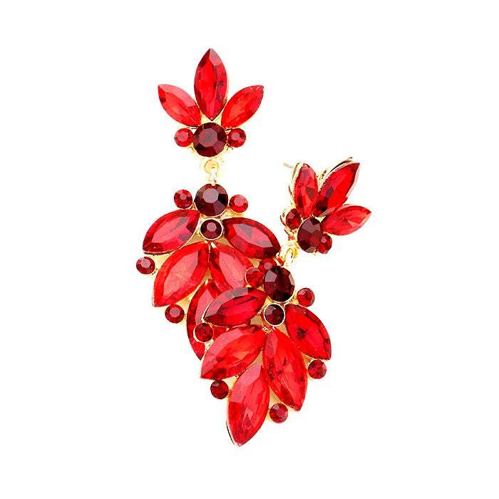 Rosa Crystal Marquise Ornate Floral Evening Earrings - Madeline Love - Flyclothing LLC