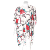 Rose Flower Chain Print Cover Up Kimono Poncho Beachwear - Madeline Love - Flyclothing LLC