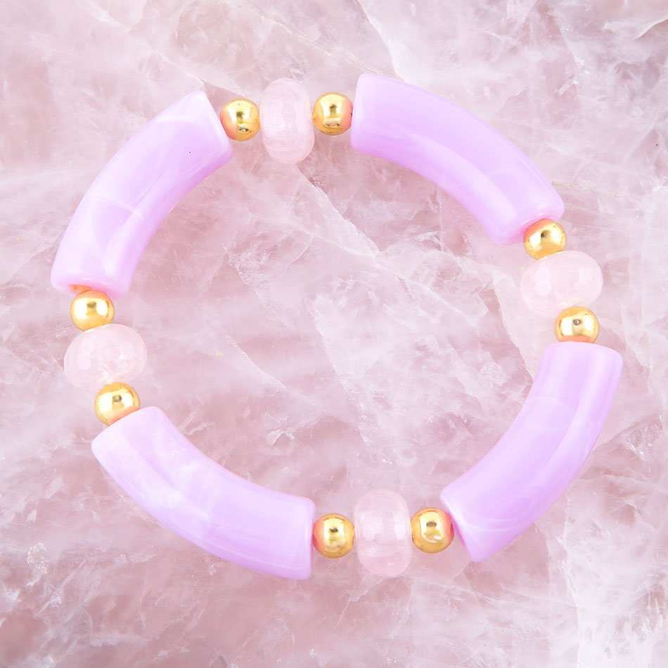 Rose Quartz Lilac Stretch Bracelet - Barse Jewelry - Flyclothing LLC