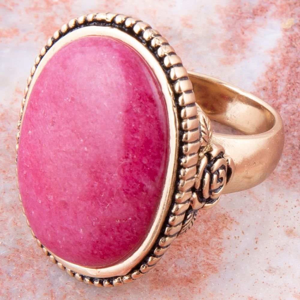 Rosie Pink Rhodonite and Golden Bronze Ring - Barse Jewelry - Flyclothing LLC