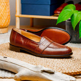 14-202-CGN ROSSI Teju Lizard Penny Loafer, Cognac - Zelli Italia - Flyclothing LLC