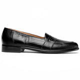 14-202-BLK ROSSI Teju Lizard Penny Loafer, Black - Zelli Italia - Flyclothing LLC