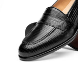 14-202-BLK ROSSI Teju Lizard Penny Loafer, Black - Zelli Italia - Flyclothing LLC