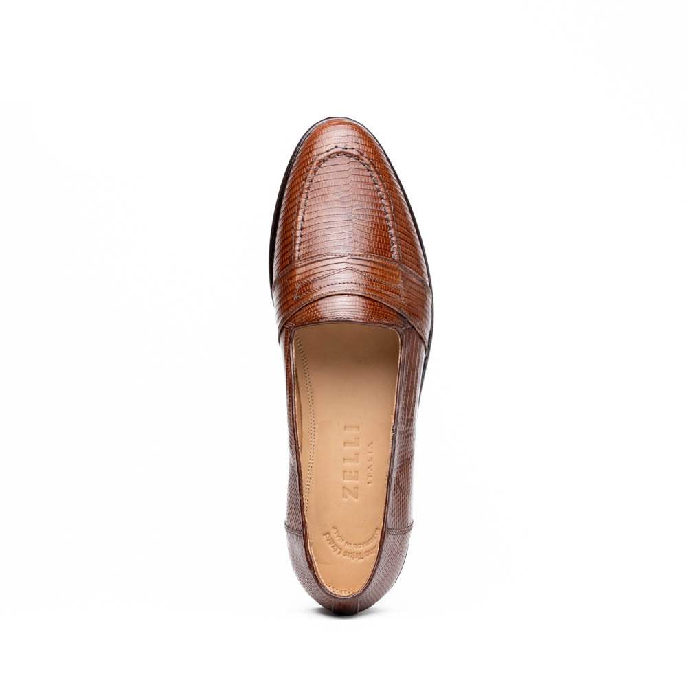 14-202-CGN ROSSI Teju Lizard Penny Loafer, Cognac - Zelli Italia - Flyclothing LLC