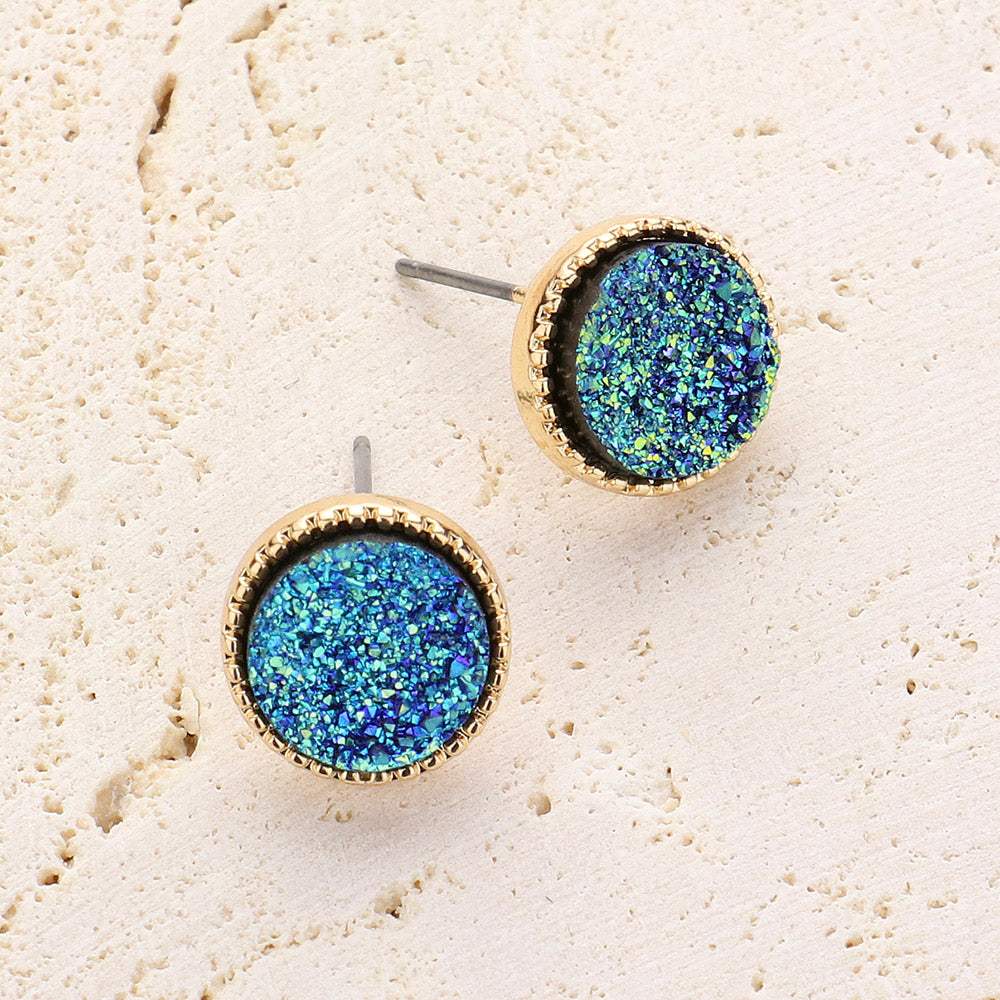 Round Druzy Stud Earrings - Madeline Love - Flyclothing LLC