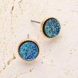 Round Druzy Stud Earrings - Madeline Love - Flyclothing LLC