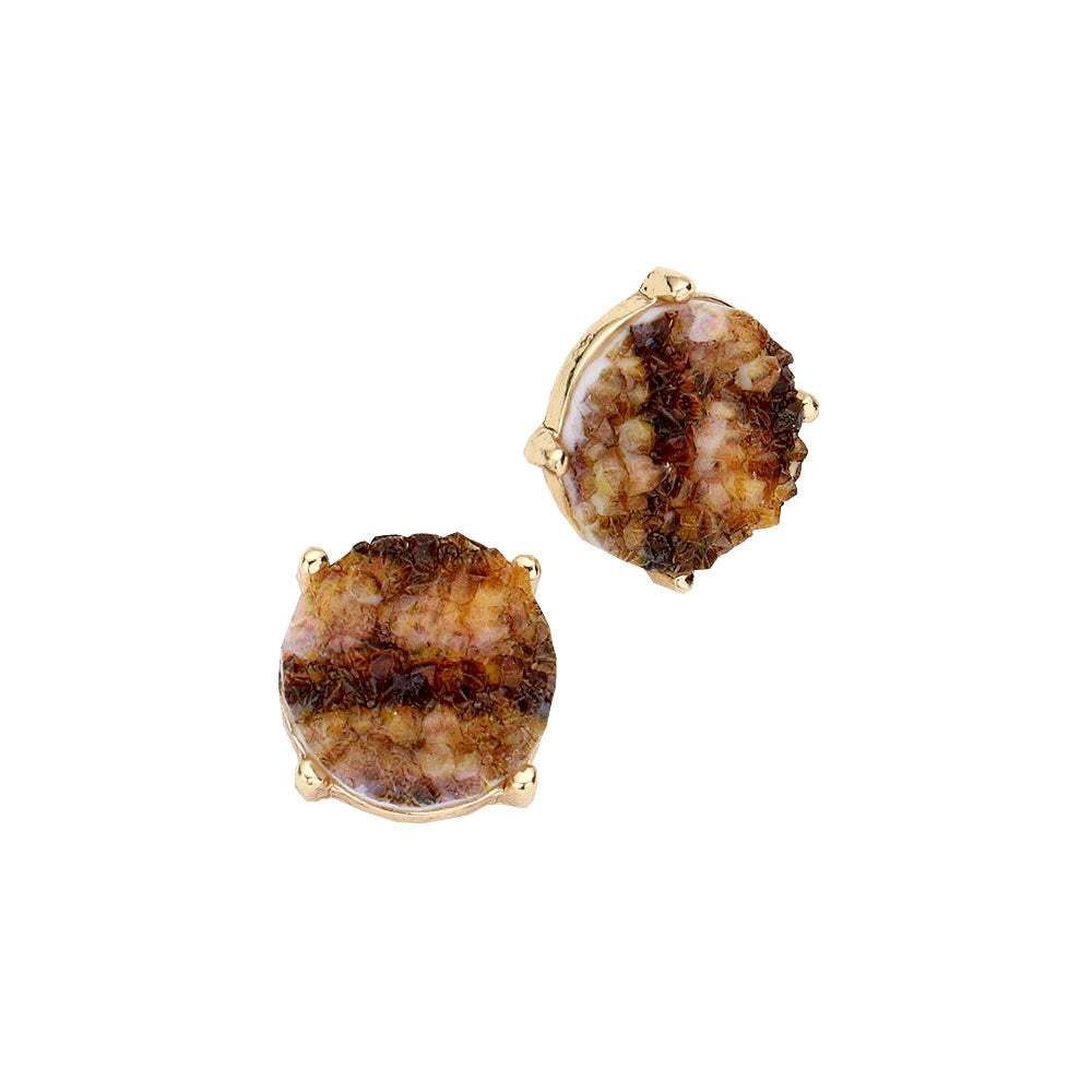 Round Druzy Stud Earrings - Madeline Love - Flyclothing LLC