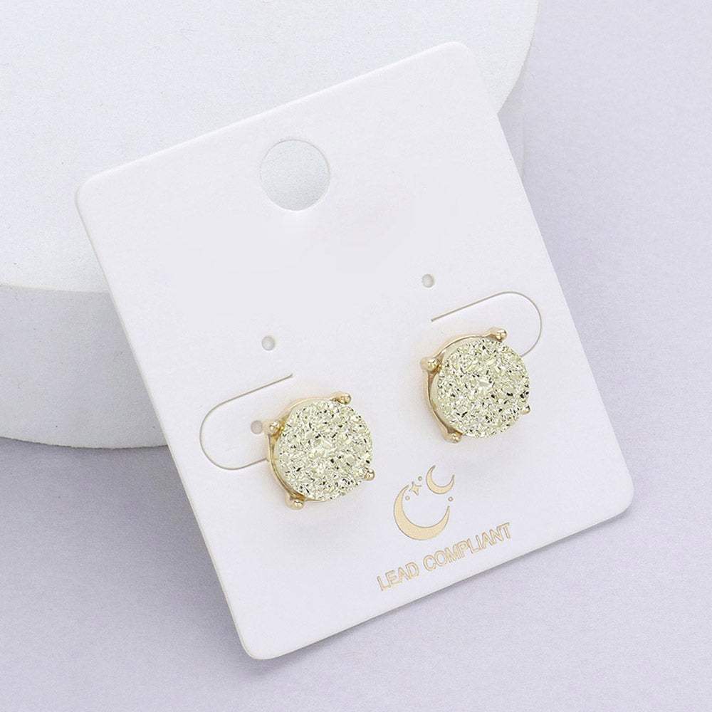Round Druzy Stud Earrings - Madeline Love - Flyclothing LLC