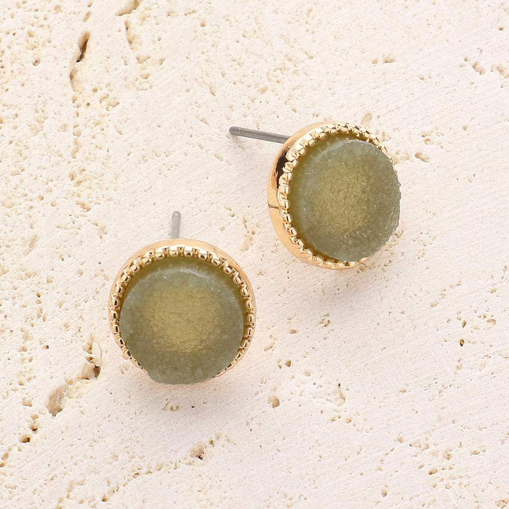 Round Druzy Stud Earrings - Madeline Love - Flyclothing LLC