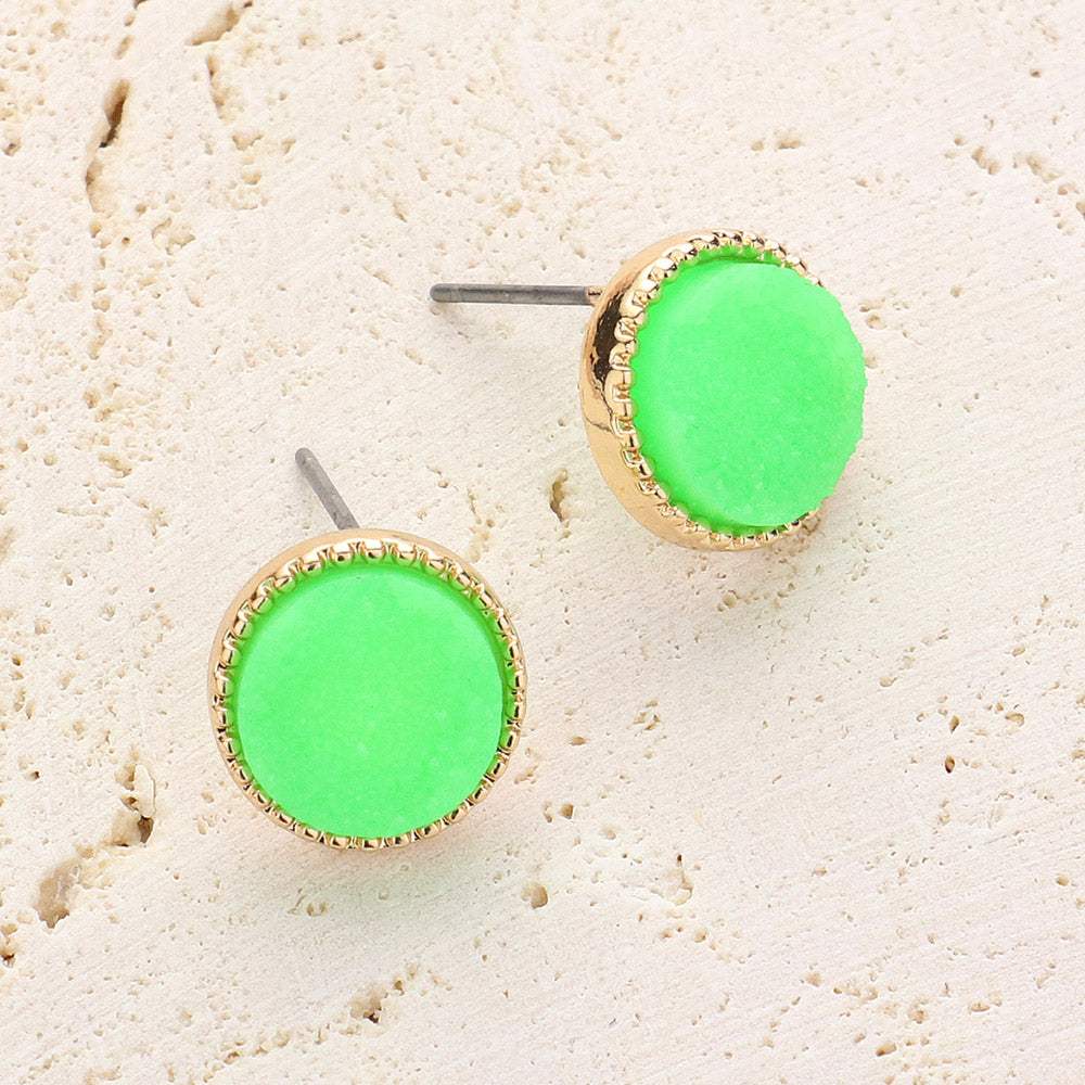 Round Druzy Stud Earrings - Madeline Love - Flyclothing LLC