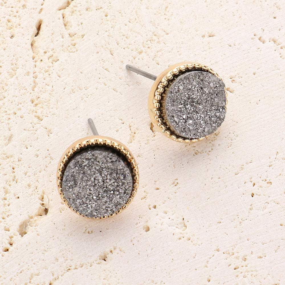 Round Druzy Stud Earrings - Madeline Love - Flyclothing LLC