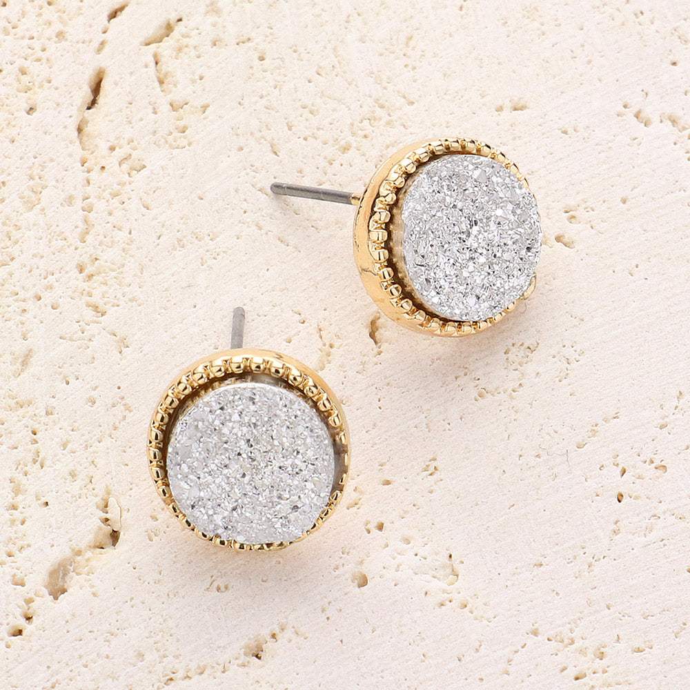 Round Druzy Stud Earrings - Madeline Love - Flyclothing LLC