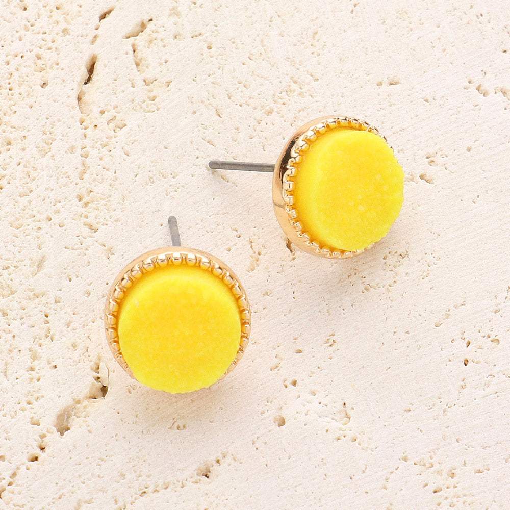 Round Druzy Stud Earrings - Madeline Love - Flyclothing LLC