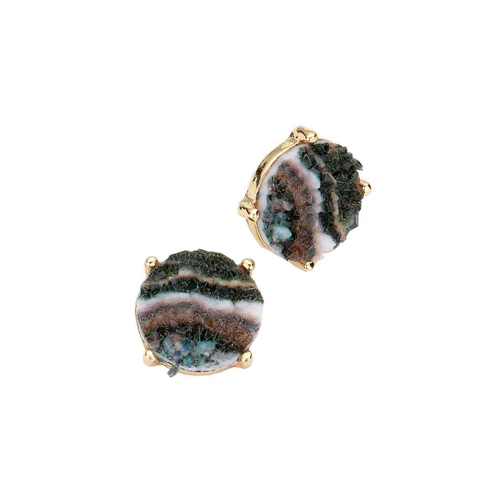Round Druzy Stud Earrings - Madeline Love - Flyclothing LLC