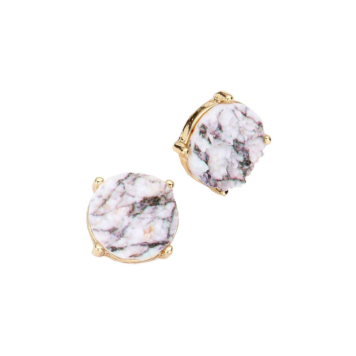Round Druzy Stud Earrings - Madeline Love - Flyclothing LLC
