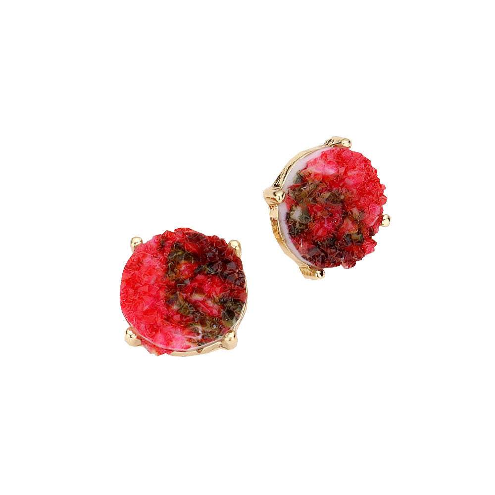Round Druzy Stud Earrings - Madeline Love - Flyclothing LLC
