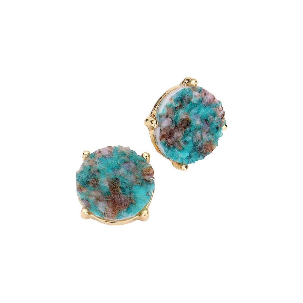 Round Druzy Stud Earrings - Madeline Love - Flyclothing LLC