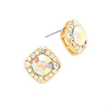 Round Glass Crystal Cut Quad Stud Earrings - Madeline Love - Flyclothing LLC