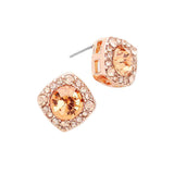 Round Glass Crystal Cut Quad Stud Earrings - Madeline Love - Flyclothing LLC