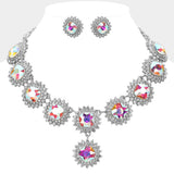 Round Glass Stone Cluster Link Evening Necklace - Madeline Love - Flyclothing LLC