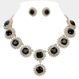 Round Glass Stone Cluster Link Evening Necklace - Madeline Love - Flyclothing LLC