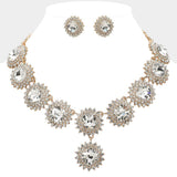 Round Glass Stone Cluster Link Evening Necklace - Madeline Love - Flyclothing LLC