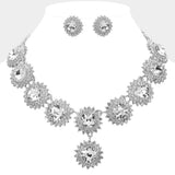 Round Glass Stone Cluster Link Evening Necklace - Madeline Love - Flyclothing LLC