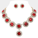 Round Glass Stone Cluster Link Evening Necklace - Madeline Love - Flyclothing LLC