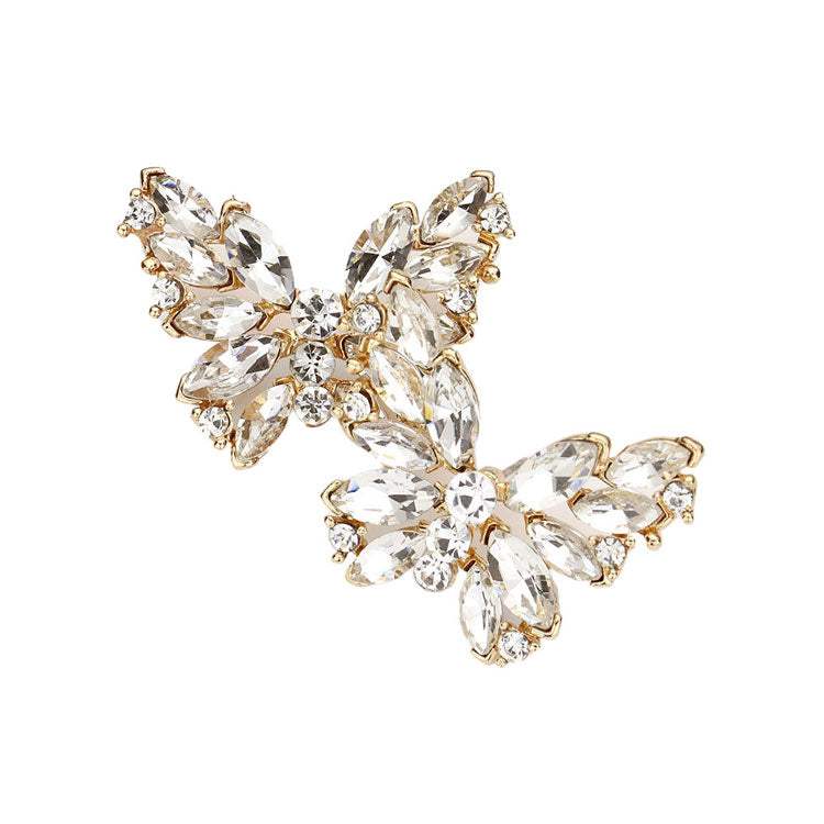 Round Marquise Stone Cluster Butterfly Evening Earrings - Madeline Love - Flyclothing LLC