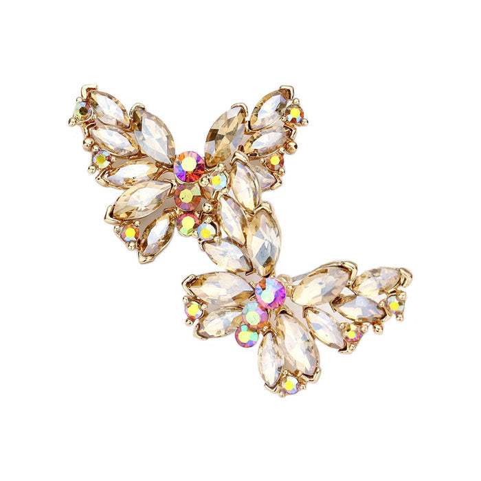 Round Marquise Stone Cluster Butterfly Evening Earrings - Madeline Love - Flyclothing LLC
