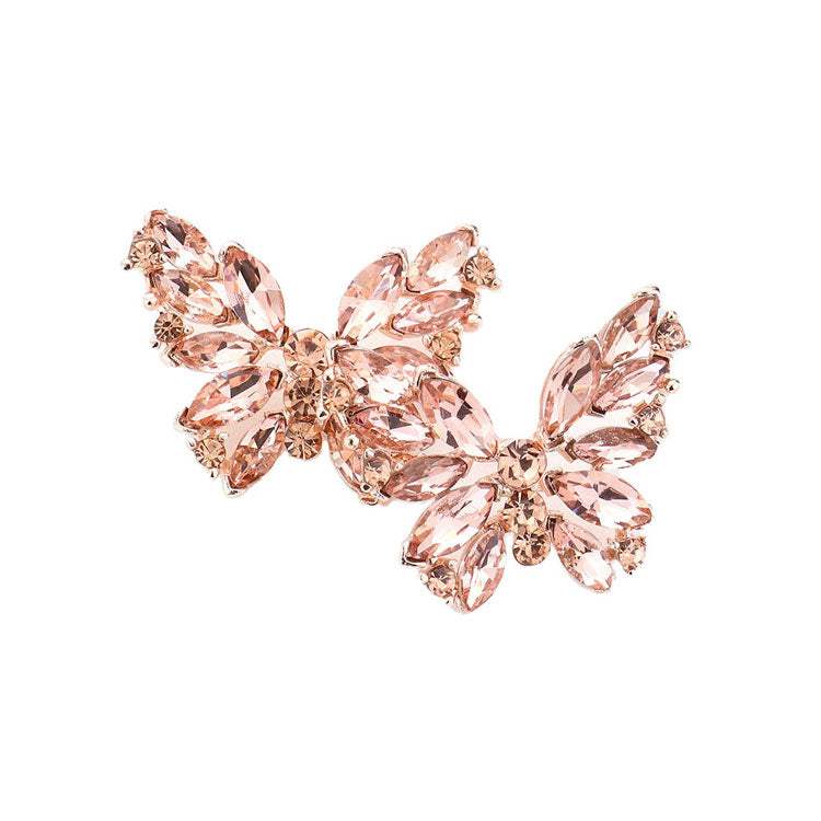 Round Marquise Stone Cluster Butterfly Evening Earrings - Madeline Love - Flyclothing LLC