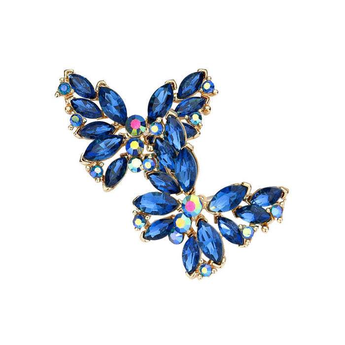 Round Marquise Stone Cluster Butterfly Evening Earrings - Madeline Love - Flyclothing LLC