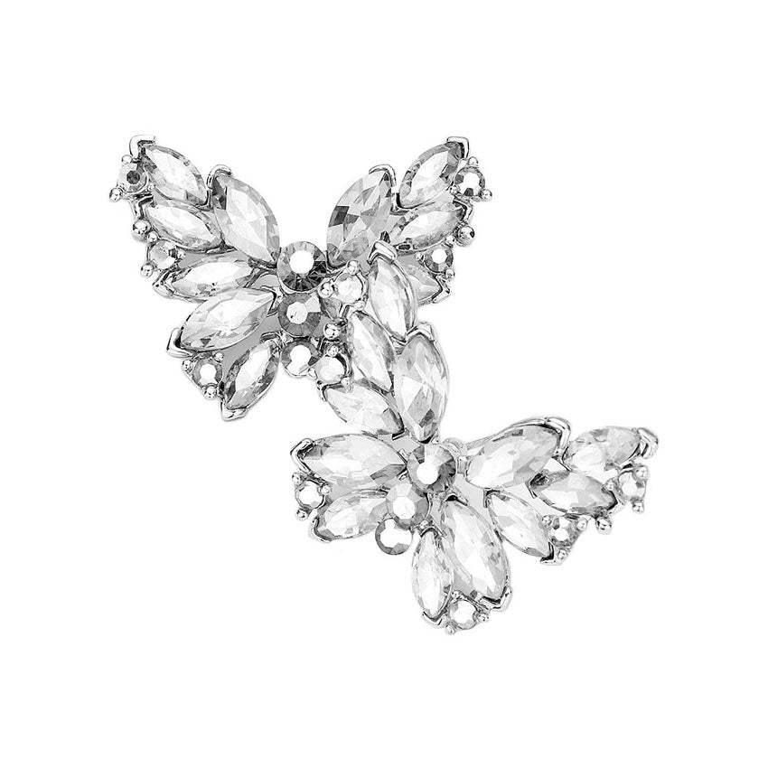 Round Marquise Stone Cluster Butterfly Evening Earrings - Madeline Love - Flyclothing LLC
