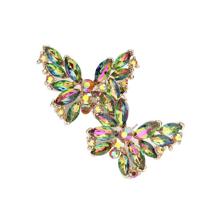 Round Marquise Stone Cluster Butterfly Evening Earrings - Madeline Love - Flyclothing LLC